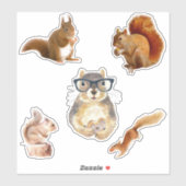 かわいい組み合わせリスのステッカーパック シール (シート)