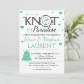 かわいい結び目をパラダイスビーチ結婚式 招待状 (スタンド正面)