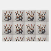 かわいい結婚うさぎカップルと幸せなスマイル。 ラッピングペーパーシート (正面3)