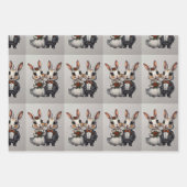 かわいい結婚うさぎカップルと幸せなスマイル。 ラッピングペーパーシート (正面)