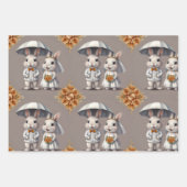 かわいい結婚うさぎカップル ラッピングペーパーシート (正面)