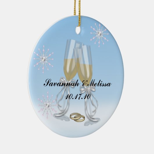 かわいい結婚した; 私達の初めてのクリスマス セラミックオーナメント (右)