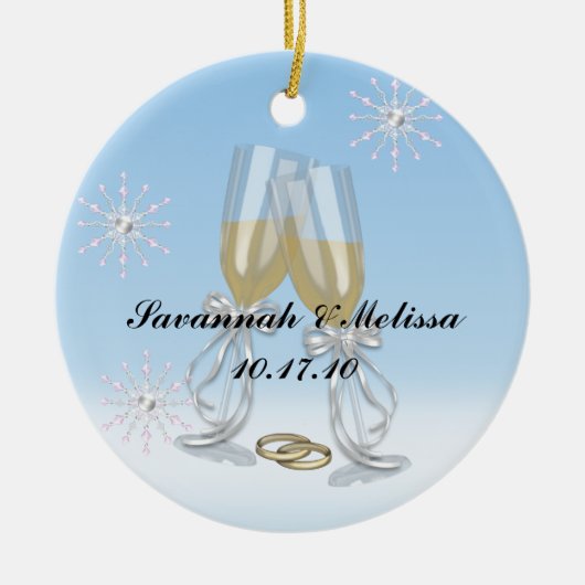 かわいい結婚した; 私達の初めてのクリスマス セラミックオーナメント (正面)