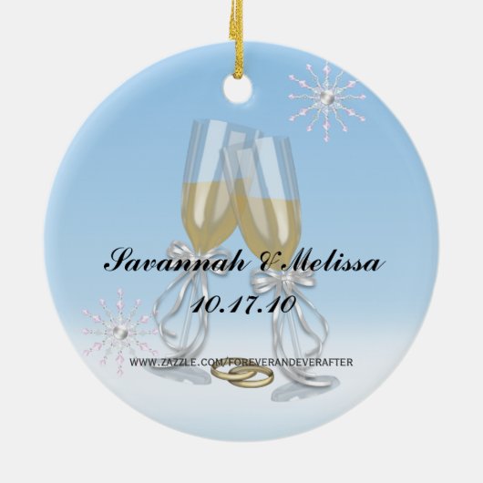 かわいい結婚した; 私達の初めてのクリスマス セラミックオーナメント (裏面)