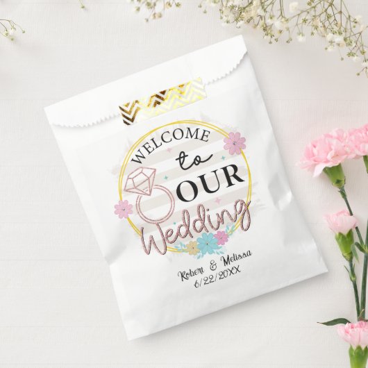 かわいい結婚の歓迎の名前の追加日付 フェイバーバッグ (封をした状態)