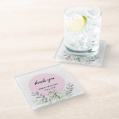 かわいい結婚の白い雪だるまピンクの水玉模様 ガラスコースター (アングル)