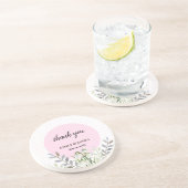 かわいい結婚の白い雪だるまピンクの水玉模様 コースター (側面)