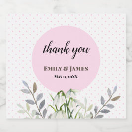 かわいい結婚の白い雪だるまピンクの水玉模様 ビールラベル