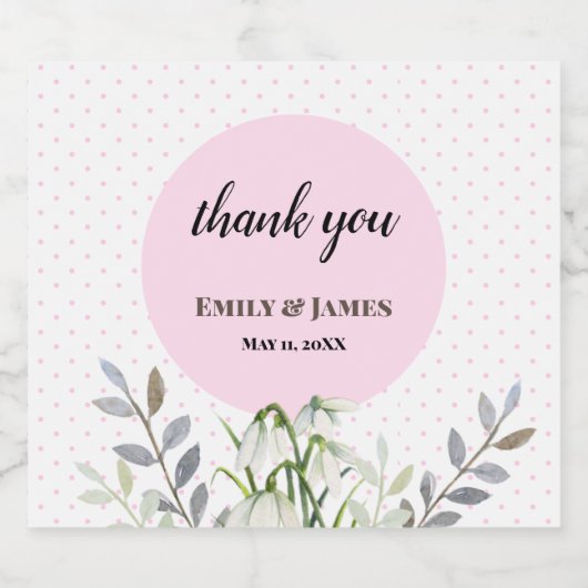 かわいい結婚の白い雪だるまピンクの水玉模様 ビールラベル (シングルラベル)