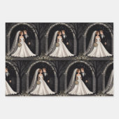 かわいい結婚カップルが手を握り ラッピングペーパーシート (正面3)