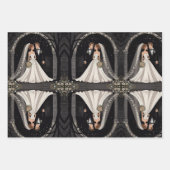 かわいい結婚カップルが手を握り ラッピングペーパーシート (正面2)