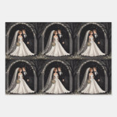 かわいい結婚カップルが手を握り ラッピングペーパーシート (正面)