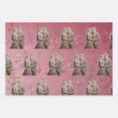 かわいい結婚カップルが手を握り ラッピングペーパーシート (正面3)