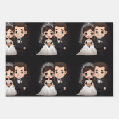 かわいい結婚カップルと幸せなスマイル。 ラッピングペーパーシート (正面)