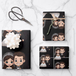 かわいい結婚カップルと幸せなスマイル。 ラッピングペーパーシート