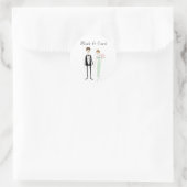 かわいい結婚カップルのステッカー ラウンドシール (バッグ)