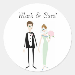 かわいい結婚カップルのステッカー ラウンドシール