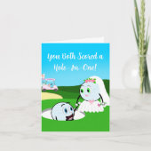 かわいい結婚ゴルフボールおめでとう カード (正面)