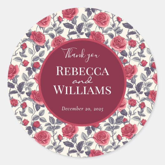 かわいい結婚ステッカー ラウンドシール (正面)