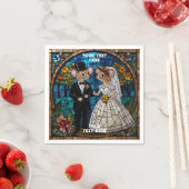 かわいい結婚ネズミのカップル スタンダードカクテルナプキン (インサイチュ)