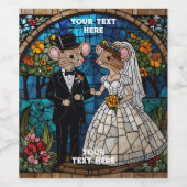 かわいい結婚ネズミのカップル ワインラベル (シングルラベル)