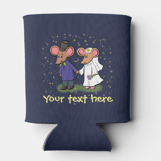 かわいい結婚ネズミの漫画はクーラー 缶クーラー (裏面)