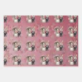 かわいい結婚バニーのカップルが手を握る ラッピングペーパーシート (正面)