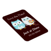 かわいい結婚フクロウの新郎新婦がデートを守る マグネット (右側)