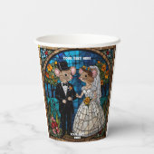 かわいい結婚マウスのカップルのコースター 紙コップ (裏面)