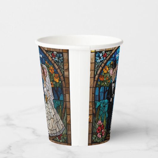 かわいい結婚マウスのカップルのコースター 紙コップ (右)