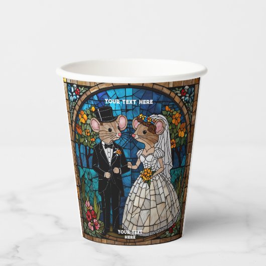 かわいい結婚マウスのカップルのコースター 紙コップ (正面)