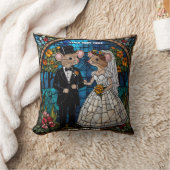 かわいい結婚マウスのカップルのモザイクのステンドグラス クッション (ブランケット)
