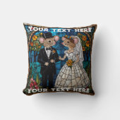 かわいい結婚マウスのカップルのモザイクのステンドグラス クッション (正面)