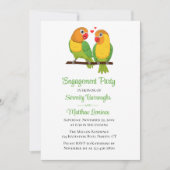 かわいい結婚ラブバード婚約パーティ 招待状 (正面)