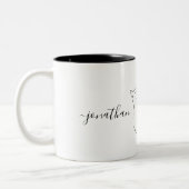 かわいい結婚婚約パーティ猫カップルのプレゼント ツートーンマグカップ (左)