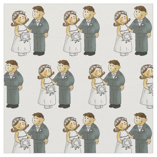 かわいい結婚式のカップルの花嫁及び新郎 ファブリック (クローズアップ)