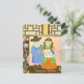 かわいい結婚式のカップルは日付の招待状を救います セーブザデート (スタンド正面)