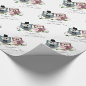 かわいい結婚式のフクロウのお祝いの包装紙 ラッピングペーパー (角)