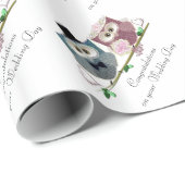 かわいい結婚式のフクロウのお祝いの包装紙 ラッピングペーパー (ロールコーナー)