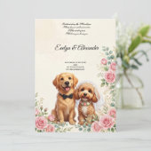かわいい結婚式の犬 招待状 (スタンド正面)