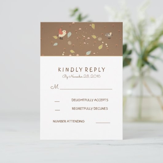 かわいい結婚式のRSVPカード 出欠カード (スタンド正面)