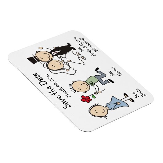 かわいい結婚式は日付の磁石を保存 マグネット (右側)