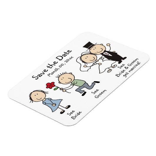 かわいい結婚式は日付の磁石を保存 マグネット (左側)