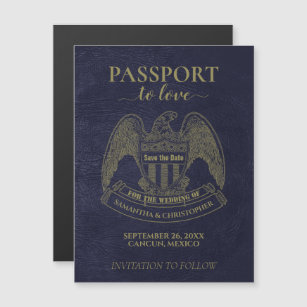 かわいい結婚式を愛するパスポート日付磁石を保存