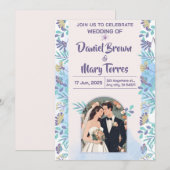 かわいい結婚式招待状ブルーパープル 招待状 (正面/裏面)