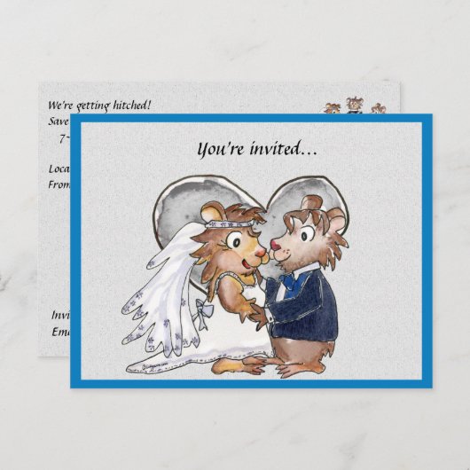 かわいい結婚式招待状日付カードを保存 案内ポストカード (正面/裏面)