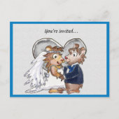 かわいい結婚式招待状日付カードを保存 案内ポストカード (正面)