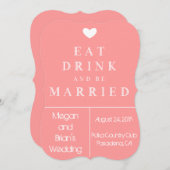 かわいい結婚式招待状-飲み物を食べ、結婚したがあって下さい 招待状 (正面/裏面)