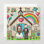 かわいい結婚式 招待状 (正面/裏面)