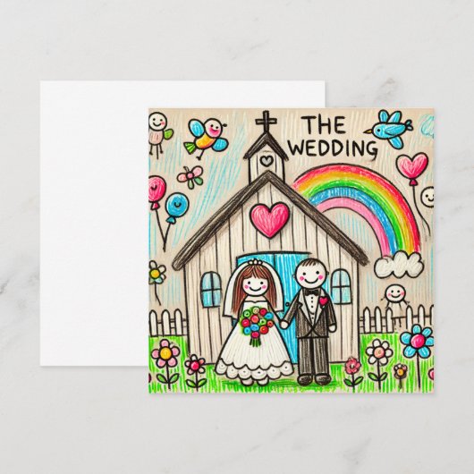 かわいい結婚式 招待状 (正面/裏面)